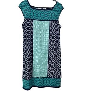 Max Studio Dress Size Small Blue Colorblock  Pullover Cap Sleeve